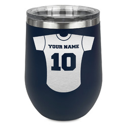 Baseball Jersey Stemless Stainless Steel Wine Tumbler - Navy - Double Sided (Personalized)