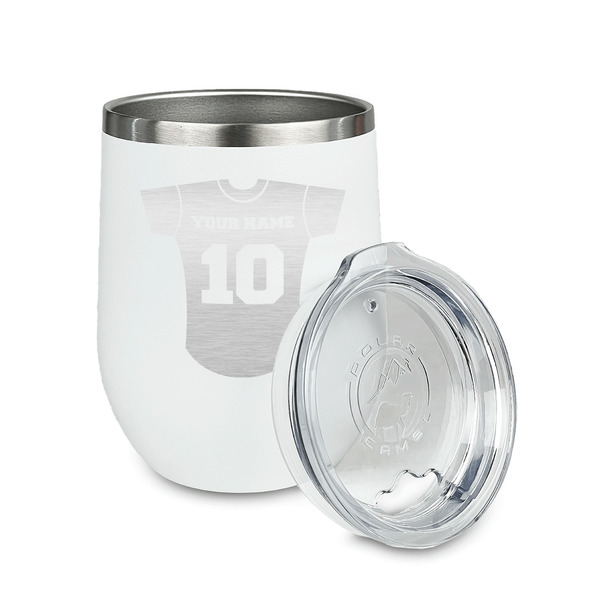 Baseball Jersey Stainless Wine Tumblers - White - Double Sided - Alt View