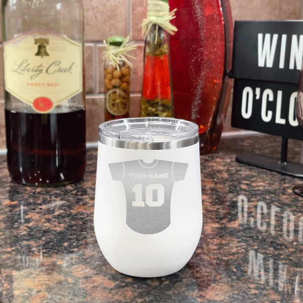 Baseball Jersey Stainless Wine Tumblers - White - Double Sided - In Context