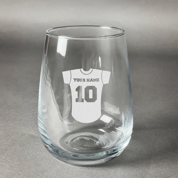 Custom Baseball Jersey Stemless Wine Glass (Single) (Personalized)