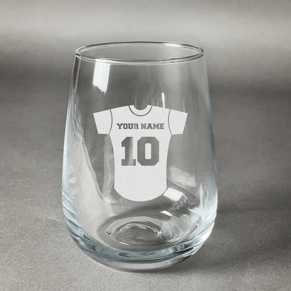 Custom Baseball Jersey Stemless Wine Glass - Engraved (Personalized)