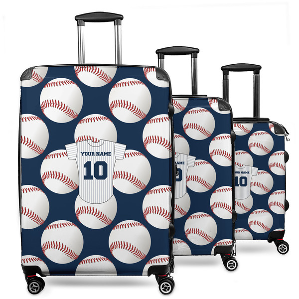 Custom Baseball Jersey 3 Piece Luggage Set - 20" Carry On, 24" Medium Checked, 28" Large Checked (Personalized)