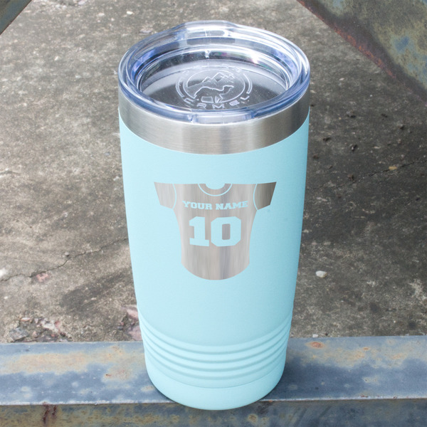 Baseball Jersey Teal Polar Camel Tumbler - 20oz - Angled