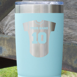 Baseball Jersey 20 oz Stainless Steel Tumbler - Teal - Double Sided (Personalized)
