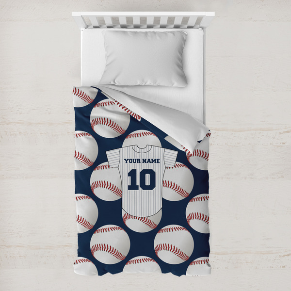 Custom Baseball Jersey Toddler Duvet Cover w/ Name and Number