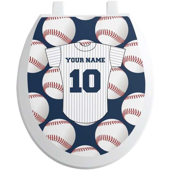 Custom Baseball Jersey Toilet Seat Decal - Round (Personalized)