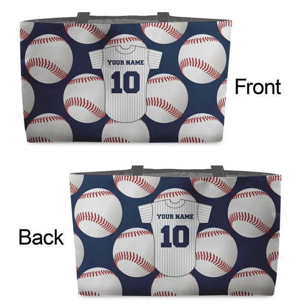 Baseball Jersey Tote w/Black Handles - Front & Back Views