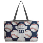 Baseball Jersey Beach Totes Bag - w/ Black Handles (Personalized)