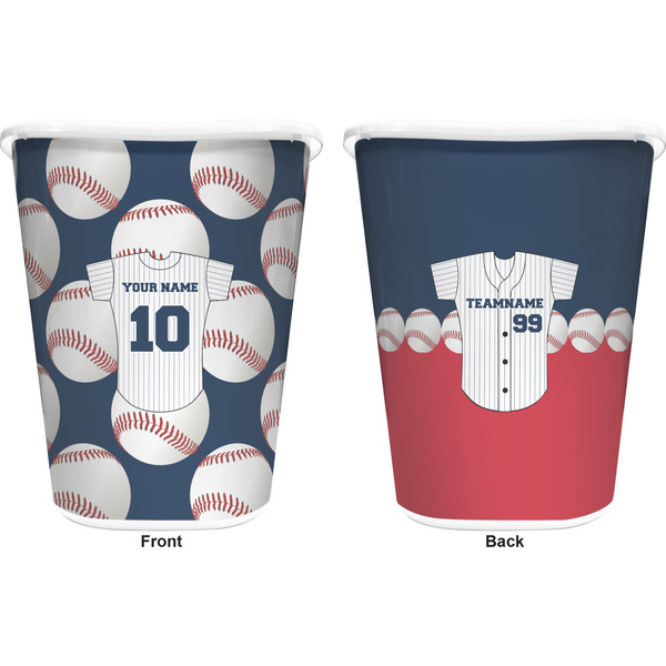 Baseball Jersey Trash Can White - Front and Back - Apvl
