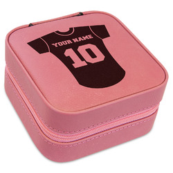 Baseball Jersey Travel Jewelry Boxes - Pink Leather (Personalized)
