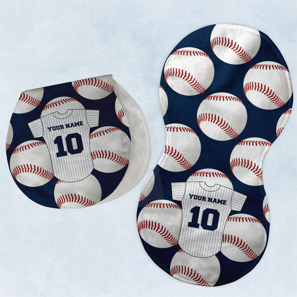 Custom Baseball Jersey Burp Pads - Velour - Set of 2 w/ Name and Number