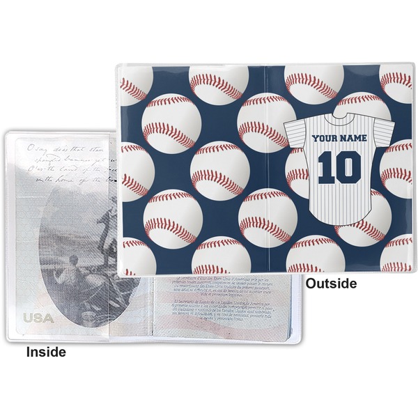 Baseball Jersey Vinyl Passport Holder - Flat Front and Back