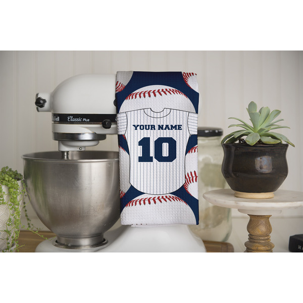 Baseball Jersey Waffle Weave Towel - Full Color Print - Lifestyle Image