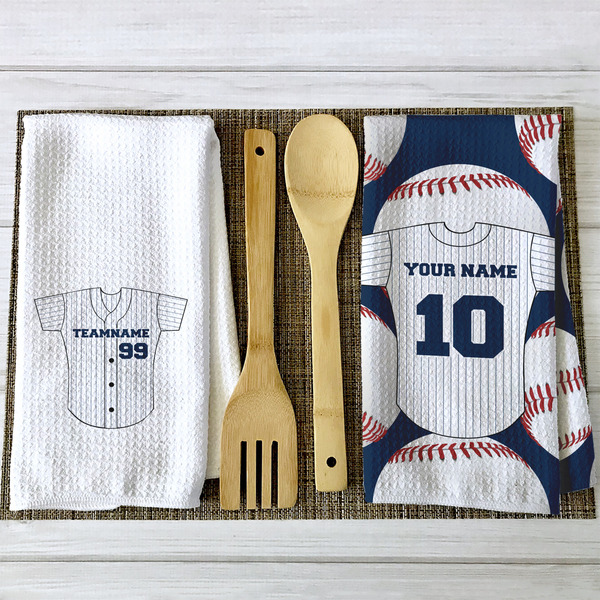 Baseball Jersey Waffle Weave Towels - 2 Print Styles