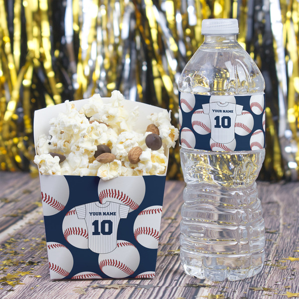 Baseball Jersey Water Bottle Label - w/ Favor Box