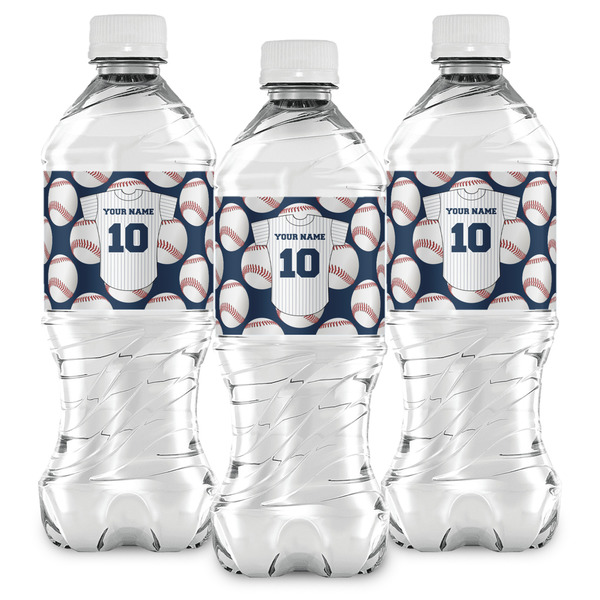 Baseball Jersey Water Bottle Labels - Front View