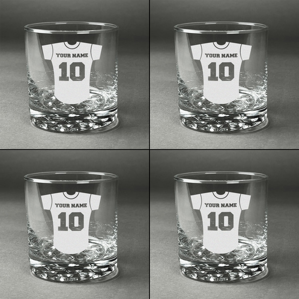 Baseball Jersey Whiskey Glasses - Set of 4 all Engraved