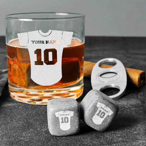 Baseball Jersey Whiskey Stones - Set of 9 - In Context