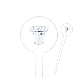 Baseball Jersey 4" Round Plastic Food Picks - White - Single Sided (Personalized)