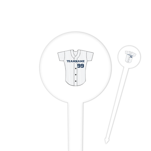 Custom Baseball Jersey 4" Round Plastic Food Picks - White - Double Sided (Personalized)