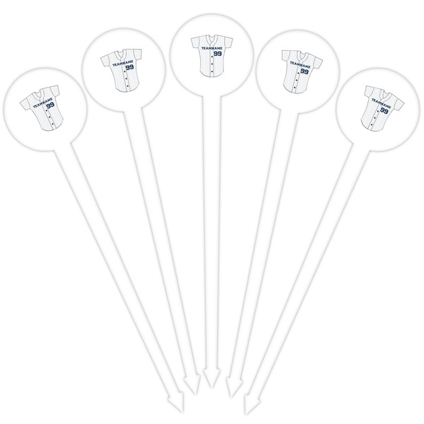 Baseball Jersey White Plastic 4" Food Pick - Round - Fan View