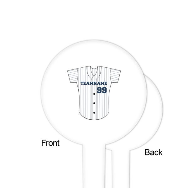 Baseball Jersey White Plastic 4" Food Pick - Round - Single Sided - Front & Back