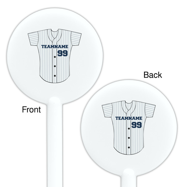 Baseball Jersey White Plastic 5.5" Stir Stick - Double Sided - Round - Front & Back