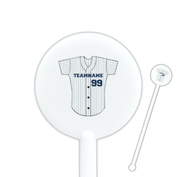 Baseball Jersey 5.5" Round Plastic Stir Sticks - White - Single Sided (Personalized)
