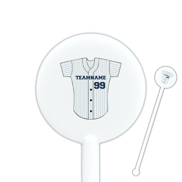 Custom Baseball Jersey 5.5" Round Plastic Stir Sticks - White - Double Sided (Personalized)