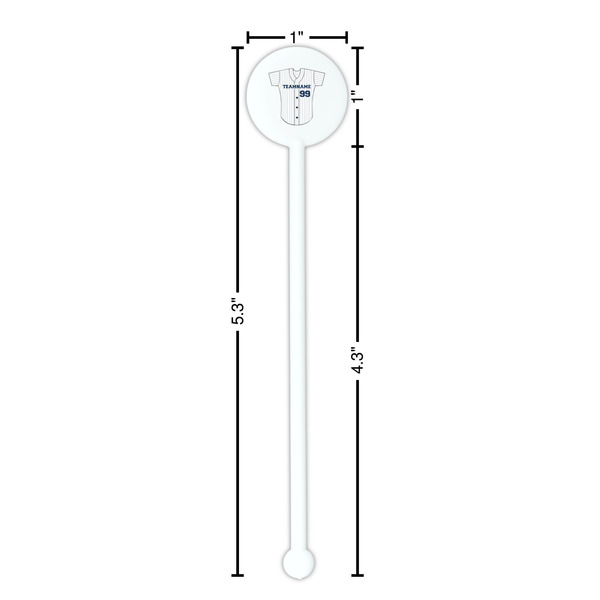 Baseball Jersey White Plastic 5.5" Stir Stick - Round - Dimensions