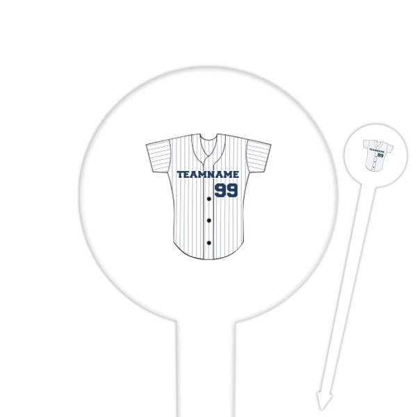 Custom Baseball Jersey 6" Round Plastic Food Picks - White - Single Sided (Personalized)