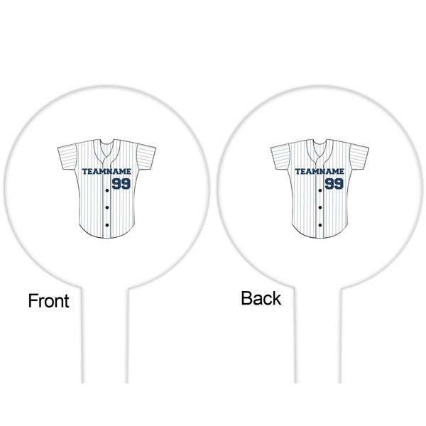 Baseball Jersey White Plastic 6" Food Pick - Round - Double Sided - Front & Back