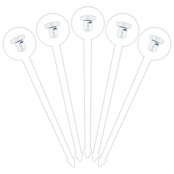 Baseball Jersey White Plastic 6" Food Pick - Round - Fan View