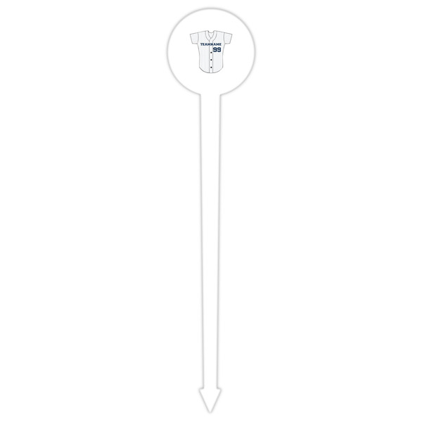 Baseball Jersey White Plastic 6" Food Pick - Round - Single Pick