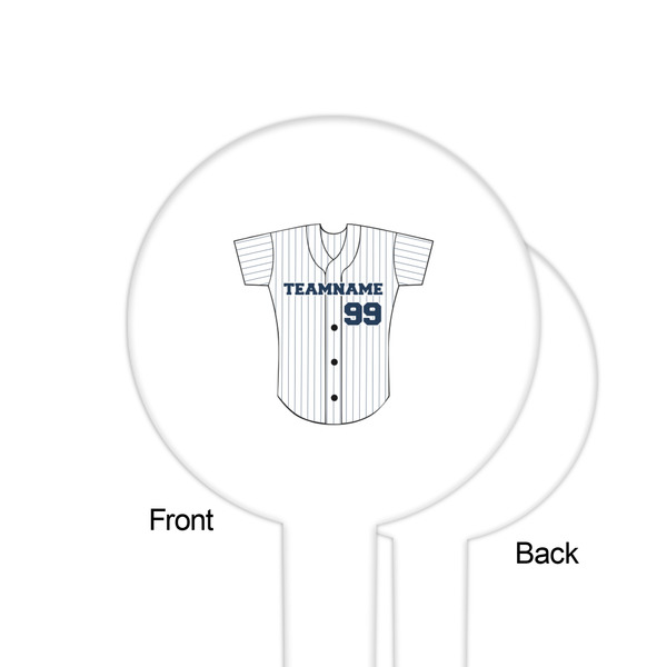 Baseball Jersey White Plastic 6" Food Pick - Round - Single Sided - Front & Back