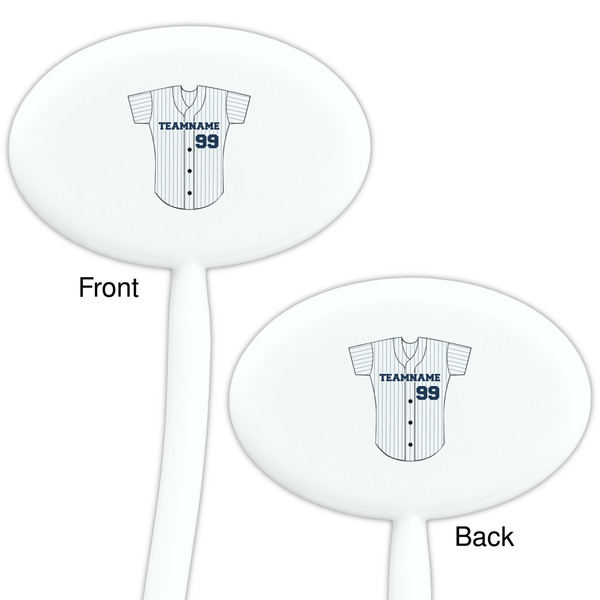 Baseball Jersey White Plastic 7" Stir Stick - Double Sided - Oval - Front & Back