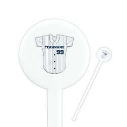 Baseball Jersey 7" Round Plastic Stir Sticks - White - Double Sided (Personalized)