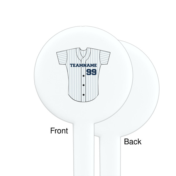 Baseball Jersey White Plastic 7" Stir Stick - Single Sided - Round - Front & Back