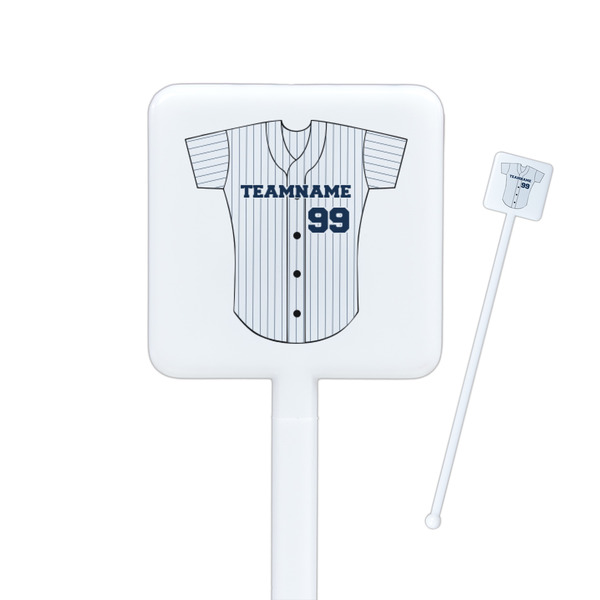 Custom Baseball Jersey Square Plastic Stir Sticks - Single Sided (Personalized)