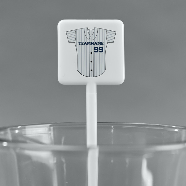Baseball Jersey White Plastic Stir Stick - Square - Main