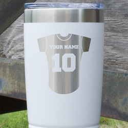 Baseball Jersey 20 oz Stainless Steel Tumbler - White - Single Sided (Personalized)