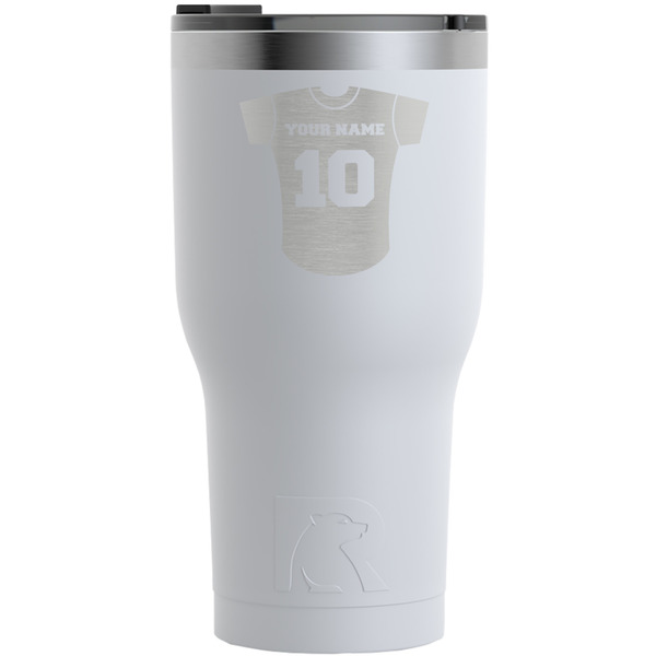Custom Baseball Jersey RTIC Tumbler - White - Engraved Front (Personalized)
