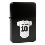 Baseball Jersey Windproof Lighter - Black - Single Sided & Lid Engraved (Personalized)