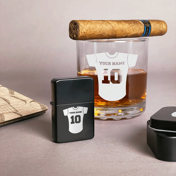 Baseball Jersey Windproof Lighters - Black - In Context