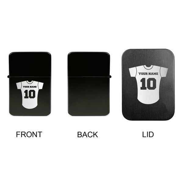 Baseball Jersey Windproof Lighters - Black, Single Sided, w Lid - APPROVAL