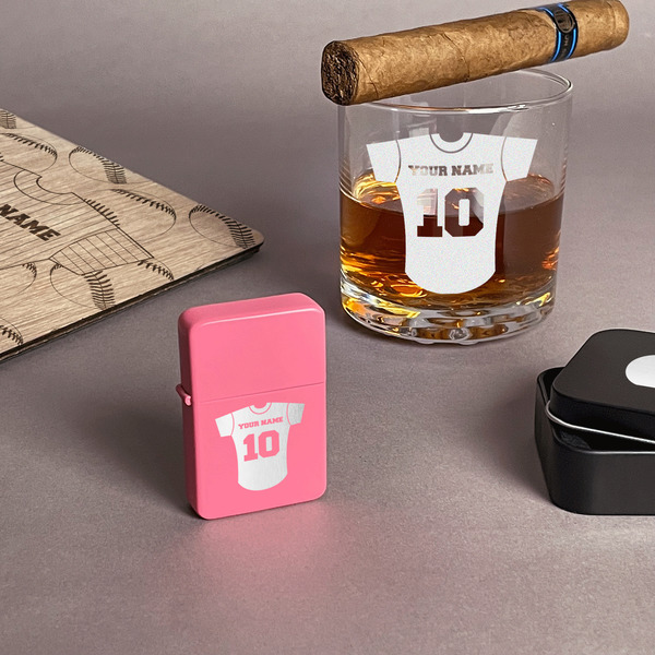 Baseball Jersey Windproof Lighters - Pink - In Context