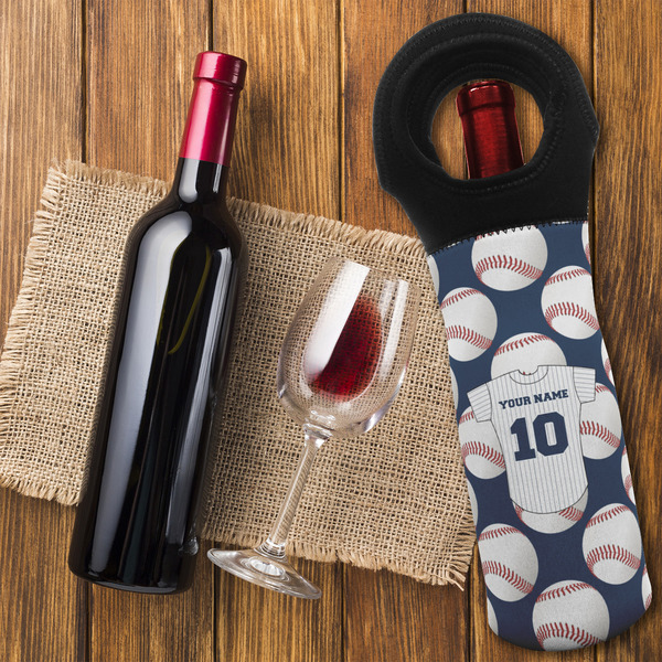 Baseball Jersey Wine Tote Bag - FLATLAY