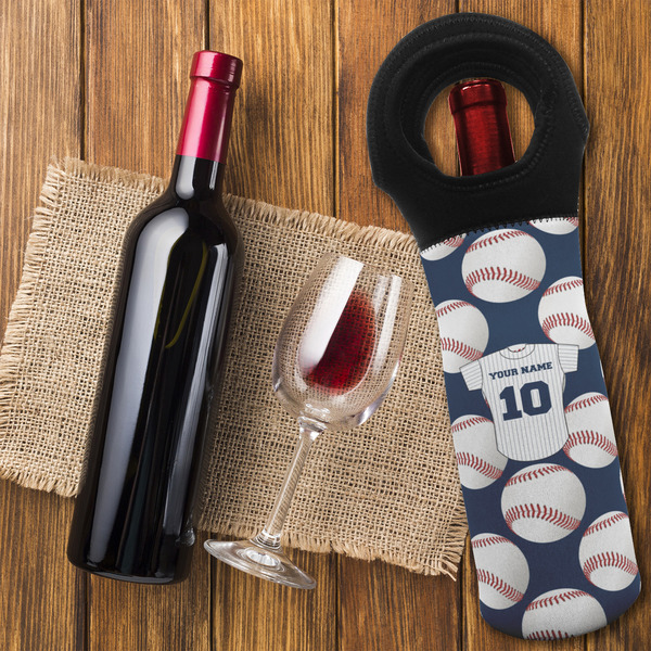 Baseball Jersey Wine Tote Bag - FLATLAY