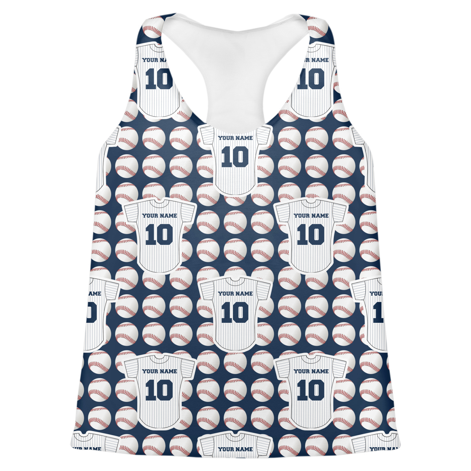 Custom Baseball Jersey Womens Racerback Tank Top (Personalized