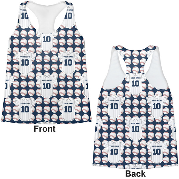 Baseball Jersey Womens Racerback Tank Tops - Medium - Front and Back